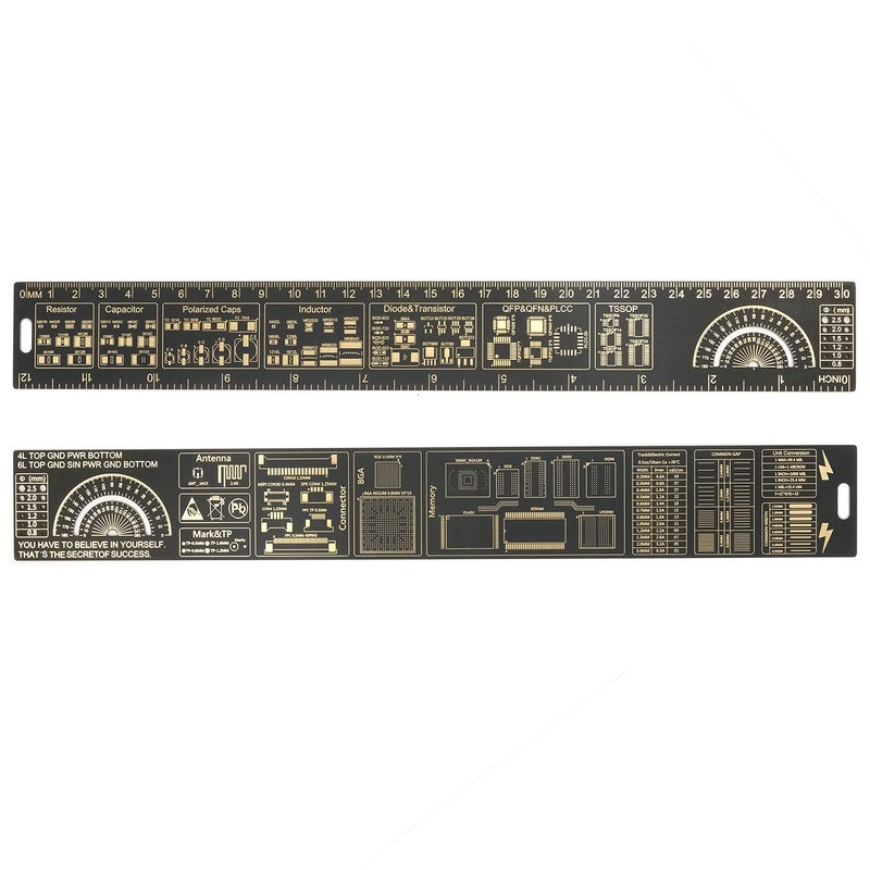 Mayata 3PCS/4PCS 15cm 20cm 25cm 30cm Multifunctional PCB Ruler Measuring Tool Resistor Capacitor Chip IC SMD Diode Transistor Package 180 Degrees (4pcs/lot) - Image 4